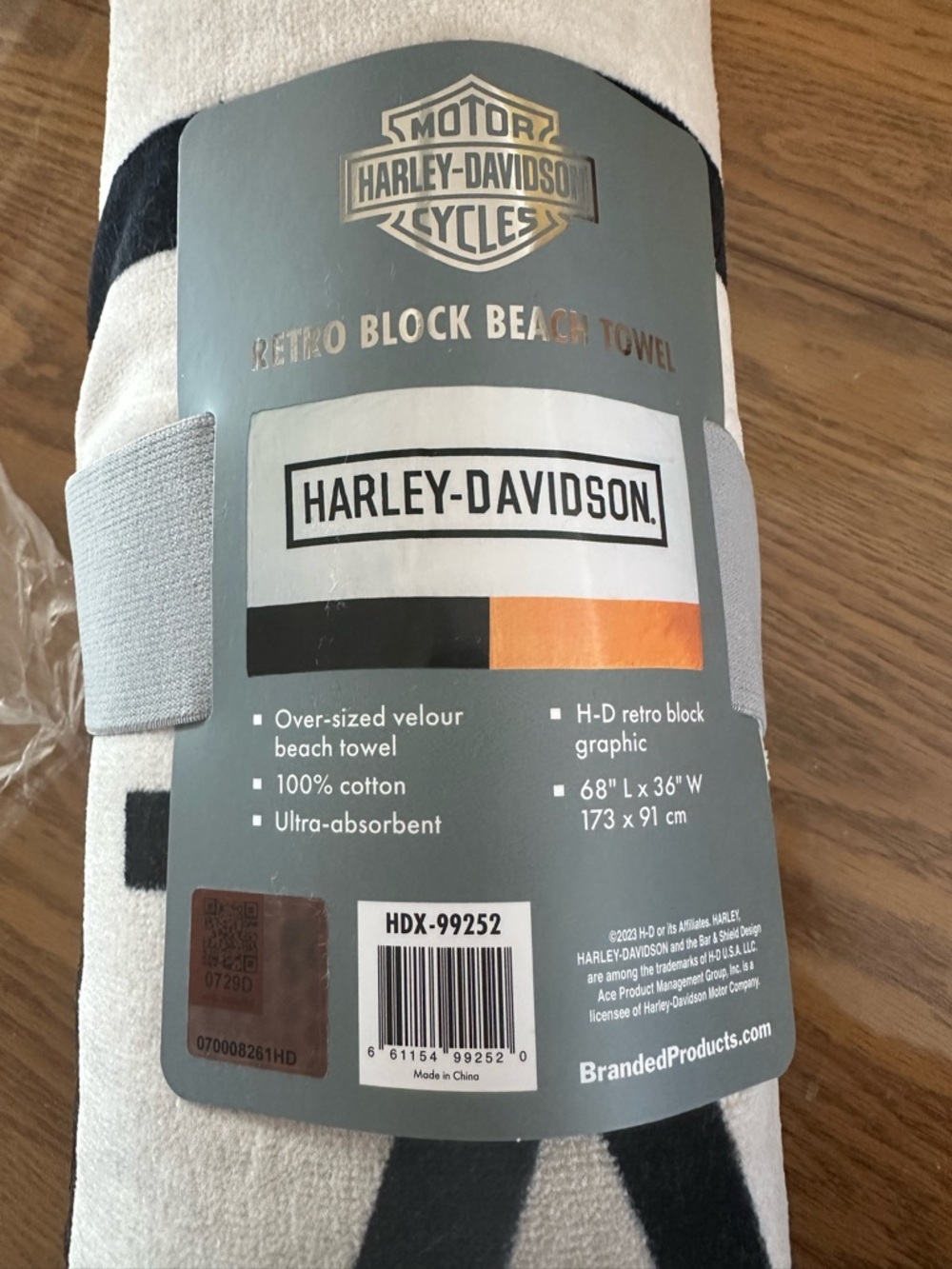 Harley-Davidson Black, White & Orange Retro Block Towel
